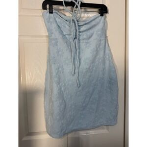 American Eagle Women's Embossed Pattern Blue Dress NWT Size LARGE